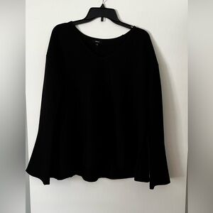 Very J Linen Blend Black Long Sleeve Boxy Slenderizing Top